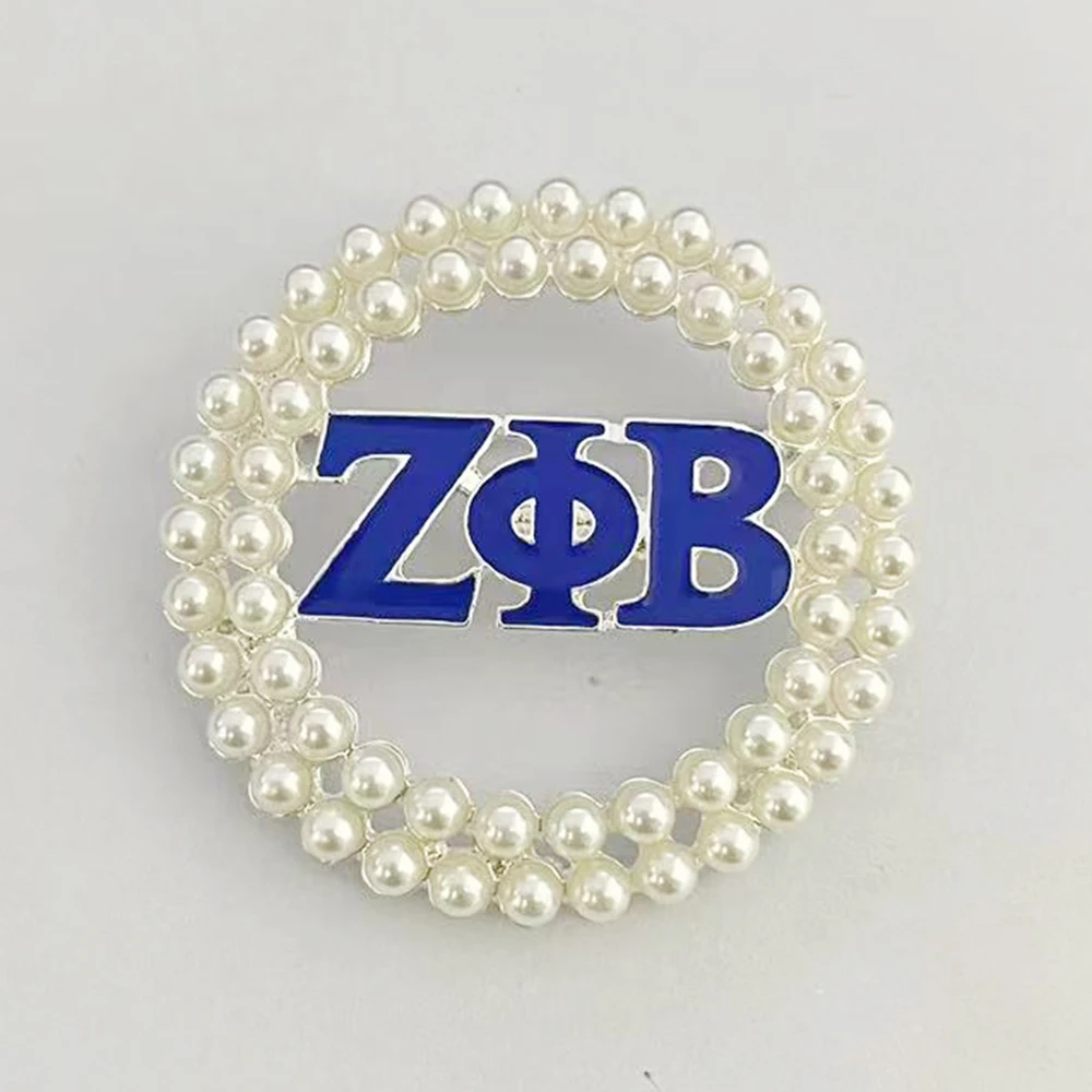 Round pearl zeta phi beta sorority brooch