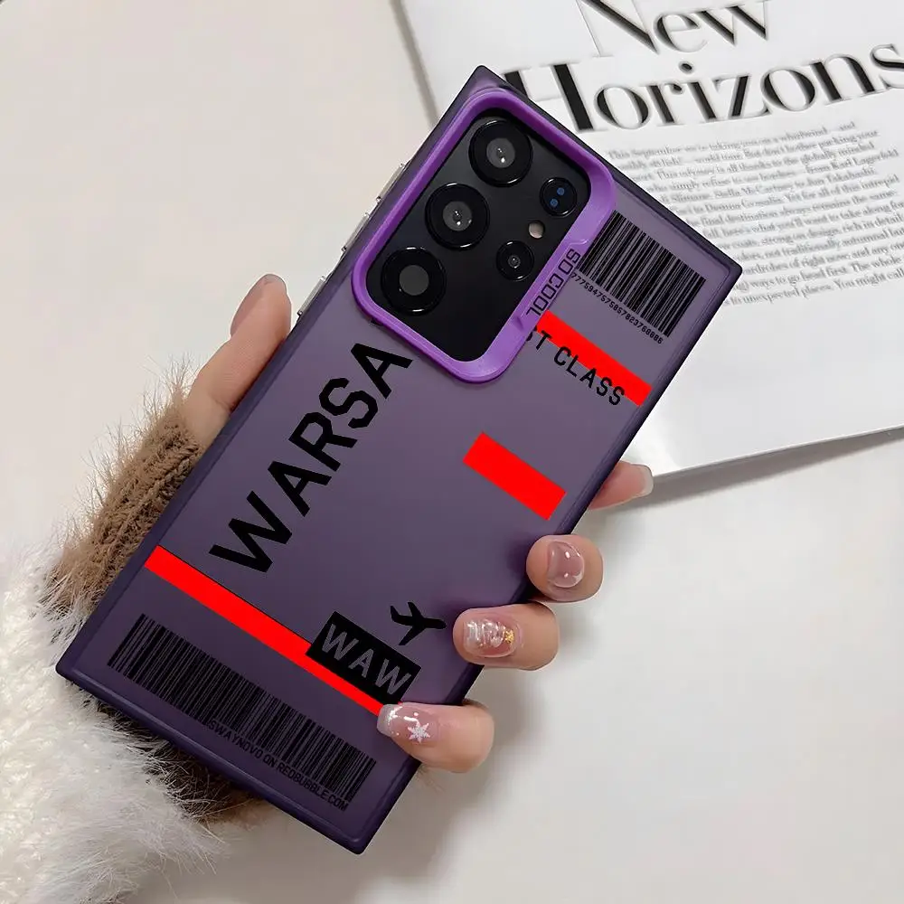 بولندا طائرة السفر تذكرة جراب هاتف لسامسونج غالاكسي S25 S24 S22 S23 الترا S21 S23 زائد 5G لامعة غطاء من البولي يوريثان للصدمات Funda