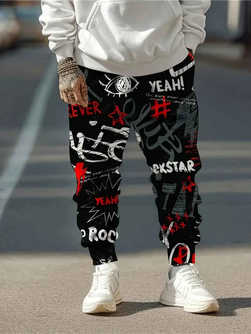 

Spring 2025 new men's trousers casual roller skating 3D printed pattern street men's trousers