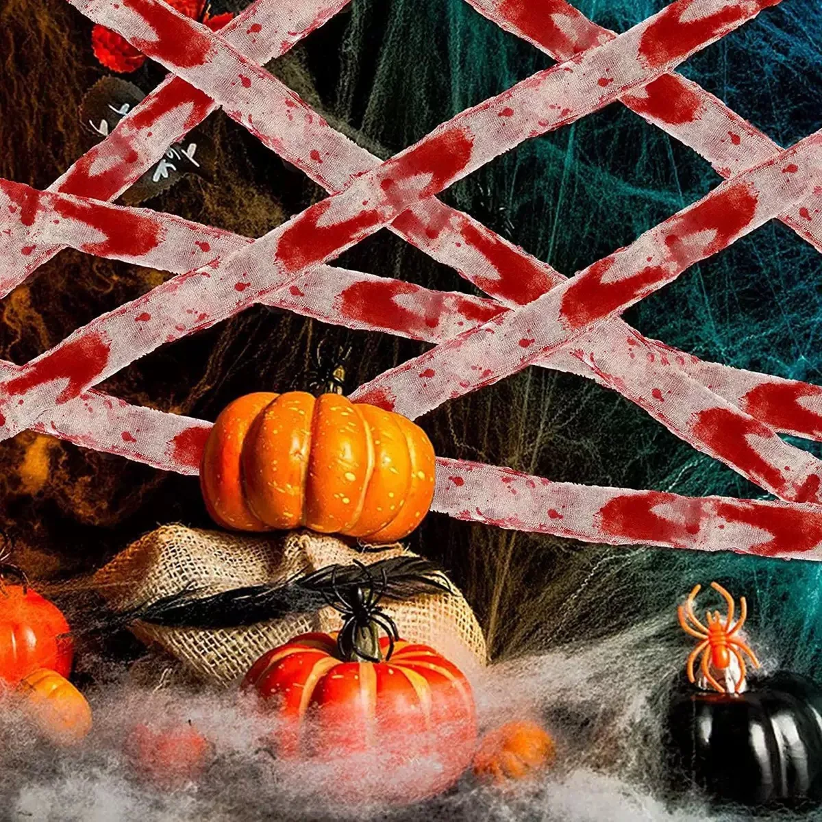 Halloween Decoration Blood Cloth Strips Blood Bandage Warning Tape Isolation Tape Warning Tape Gauze Scene Layout Horror Props