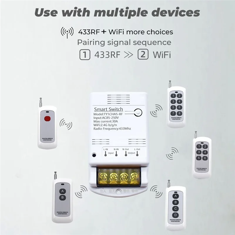 Best-Tuya Wifi 30A Modulo Relè 85-250V Smart Switch FAI DA TE 433MHZ RF Controller Smartlife APP Relè Vocale timer telecomando
