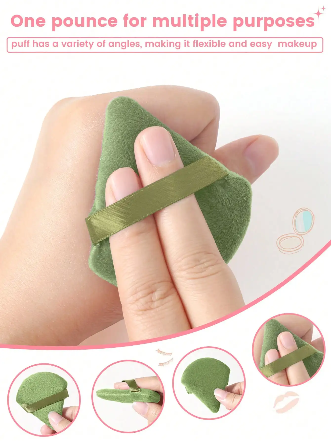 20-delige driehoekige sponsbladerdeeg voor losse poederinstelling en mengen, voor gezicht en lichaam, fluwelen gladde make-upsponsset