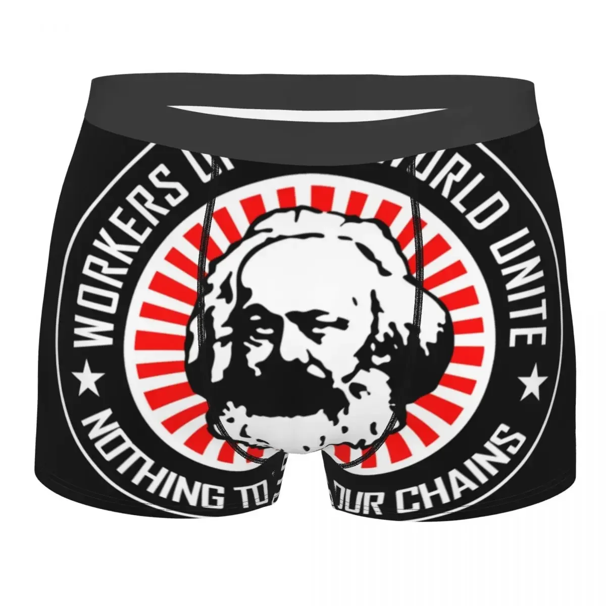 Hot Boxer Shorts Panties Men Workers Unite Underwear Marxism Socialism Polyester Underpants for Male S-XXL