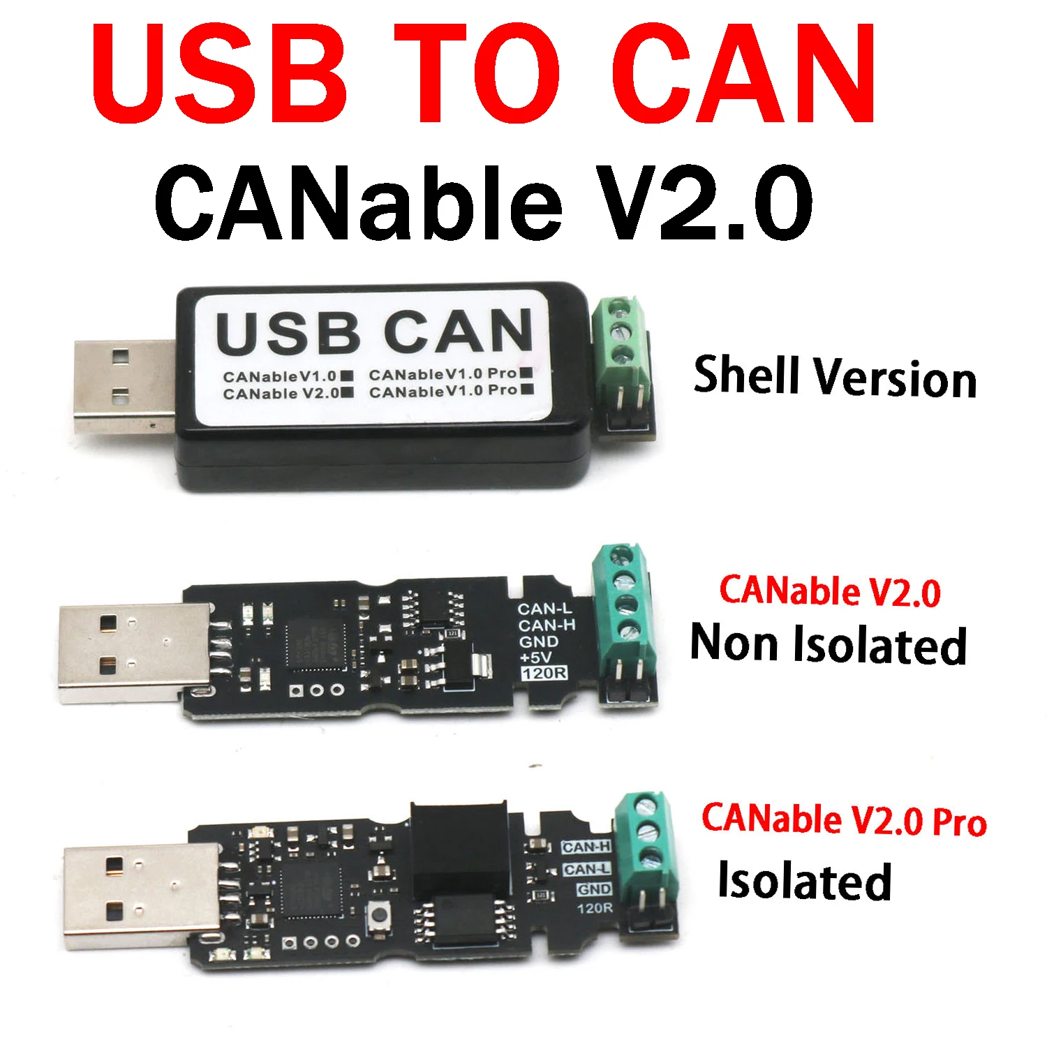 CANable V2 USB To CAN Bus Protocol Analysis Converter Transceiver CAN Adapter Candlelight CAN-FD SLCAN Cangaroo Communication