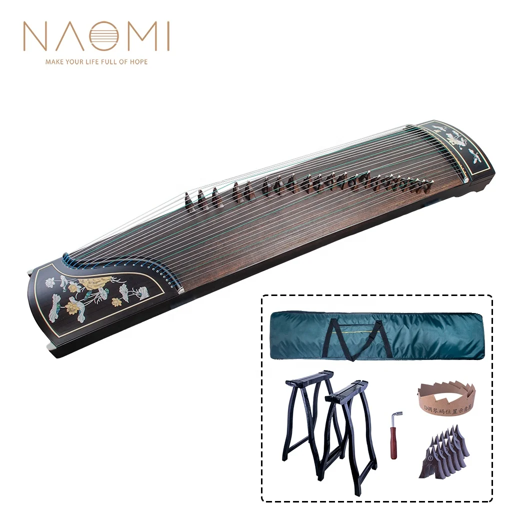 Advanced Chinese Zither 21 String Black Sandalwood Guzheng Instrument Gu Zheng Chinese Harp