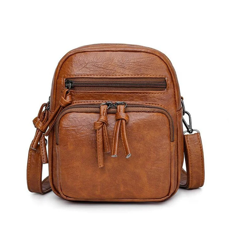 1 Pcs New Vintage Crossbody Bags For Women Double Compartments Shoulder Bag Soft PU Leather Handbag Large Capacity