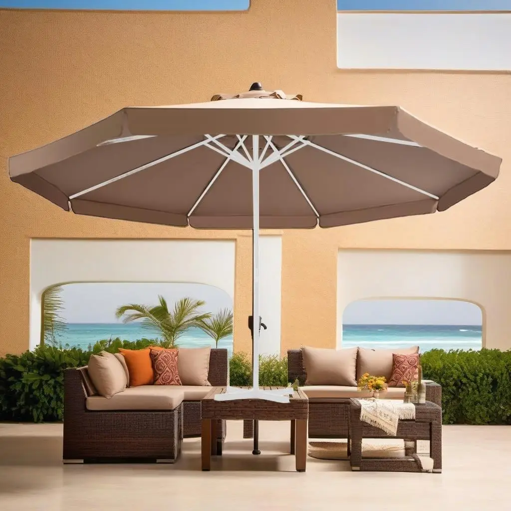 500cm Replacement for outdoor Parasol Fabric in Sand Color for Sunshade Canopy