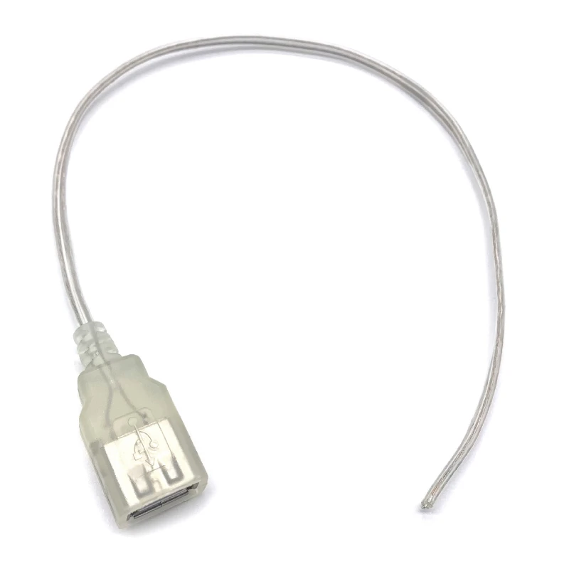 1PCS Transparent usb cable single head A male and female led lights with neon 1A power cord 2 core 26 usb extension cord 30cm