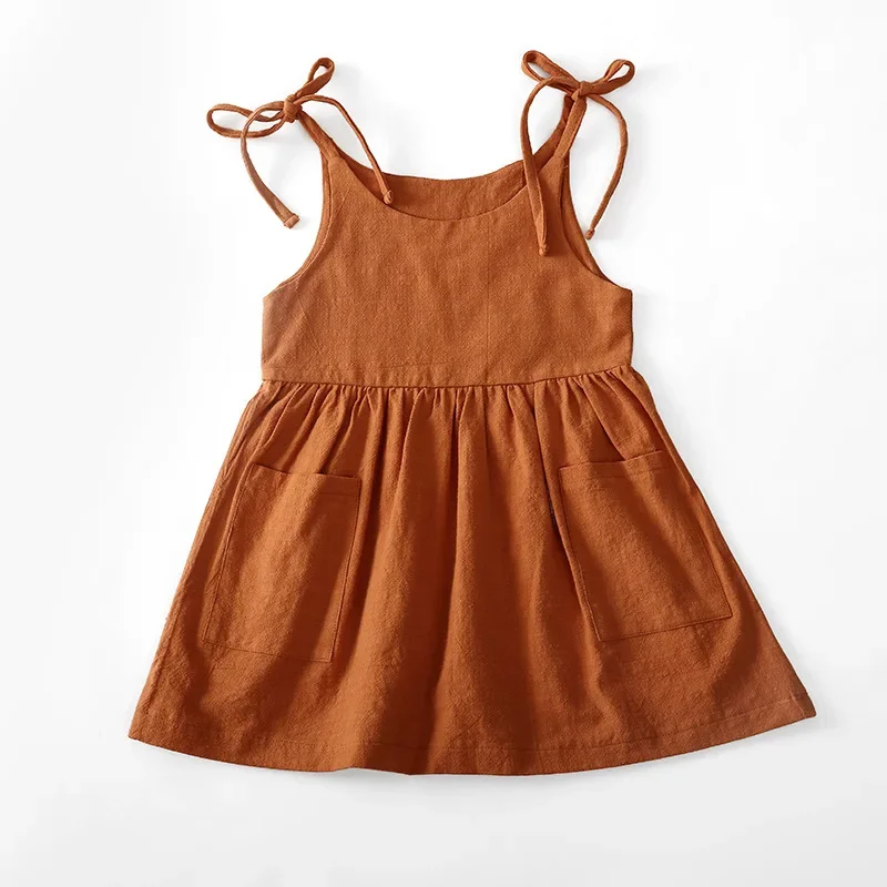 Vestido de algodón sin mangas para niñas pequeñas, ropa de verano de moda