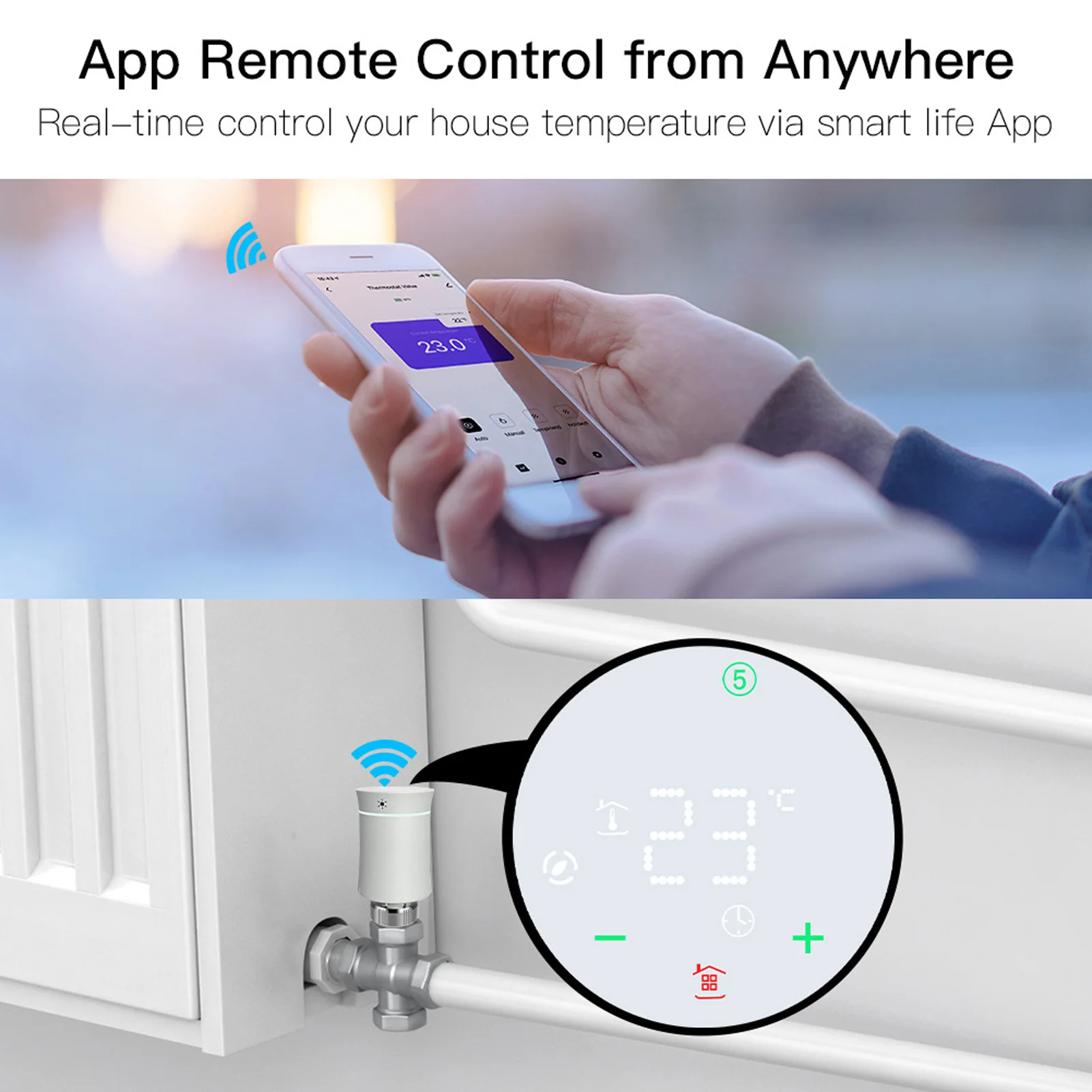 Smart Temperature Control Valve APP Control Smart Radiator Valve ABS Energy Saving IP20  for Tuya for Home