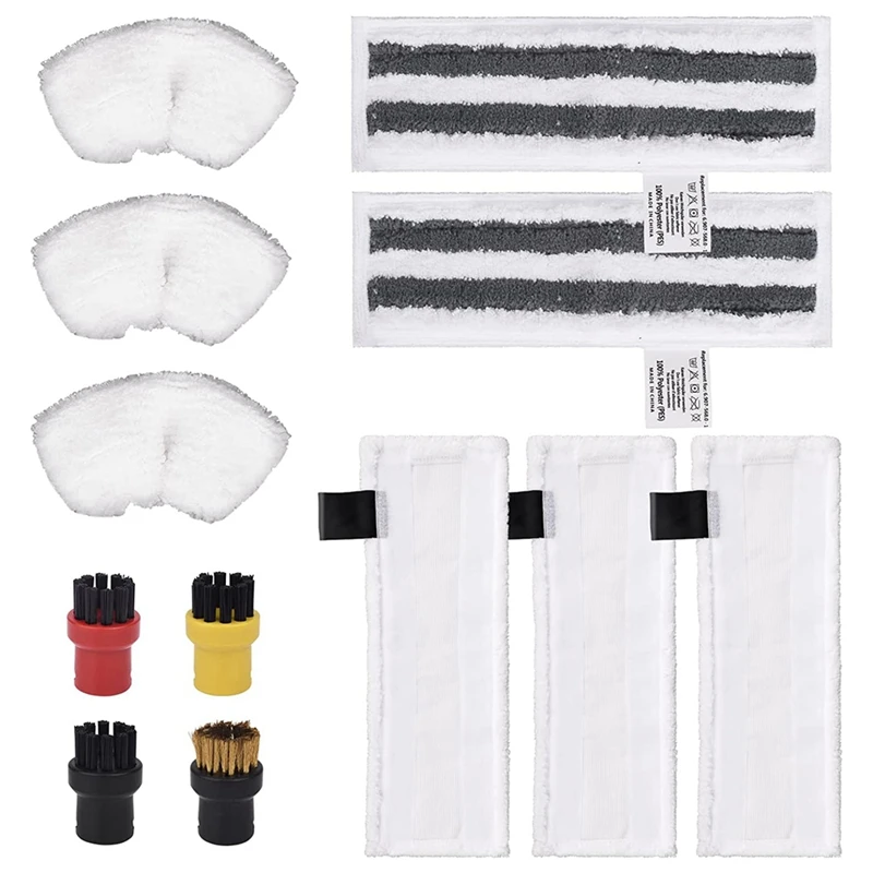 12 Piece Microfibre Cloth Set, Accessory Compatible For Karcher Steam Cleaner Easyfix SC2 SC3 SC4 SC5