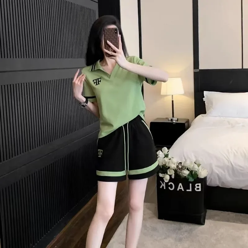 New In Summer Fashion 2024 Female Shorts Casual Women\'s Short Sets 2 Pieces Clothing Trend Stylish Full Two-piece Classic Kit