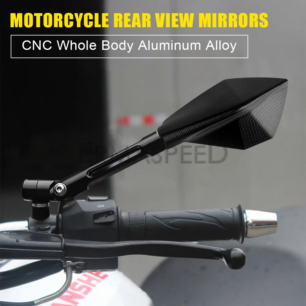 Full CNC Aluminum Motorcycle Rear View Mirrors 8MM 10MM Universal Anti-glare Side Mirrors For Z900 Z750 Z650 MT09 MT07 Scooter