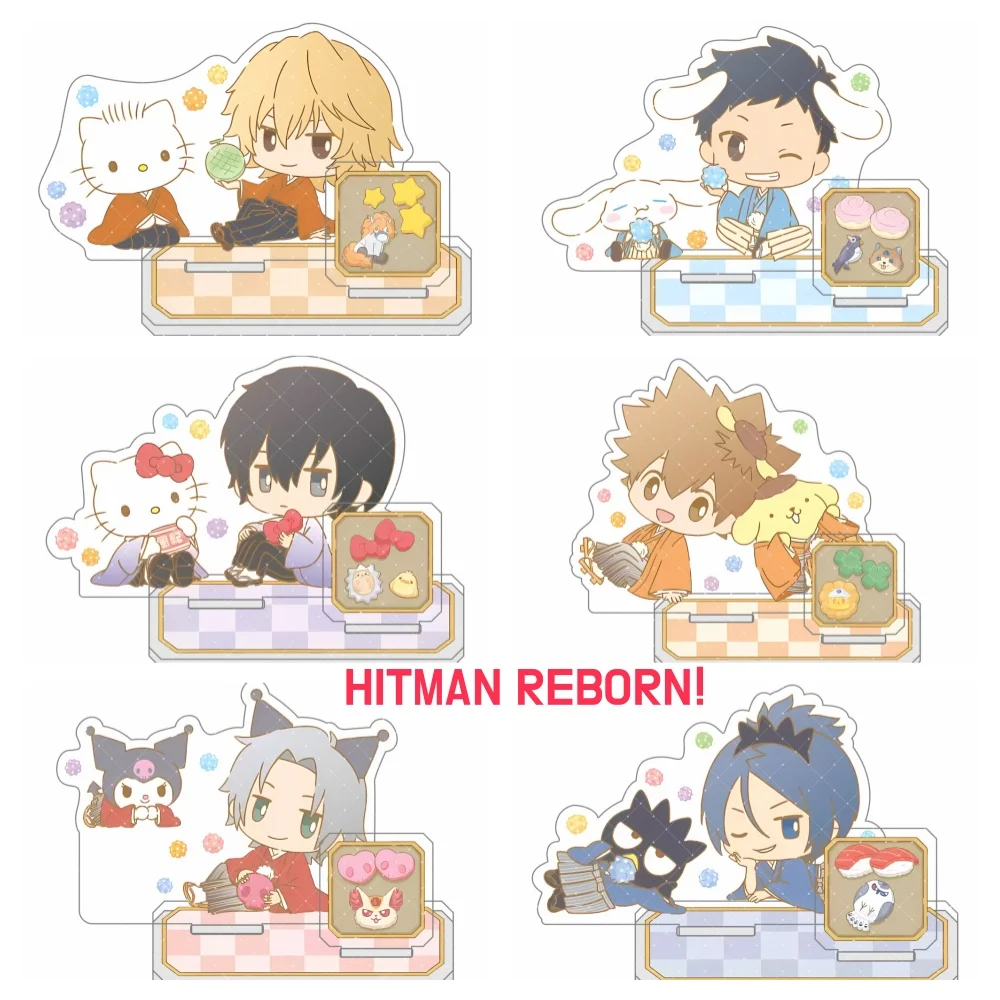Anime HITMAN REBORN!  10cm Acrylic Stand Model Figures Sawada Tsunayoshi Gokudera Hayato Cosplay Desk Decor Model Gift key chain