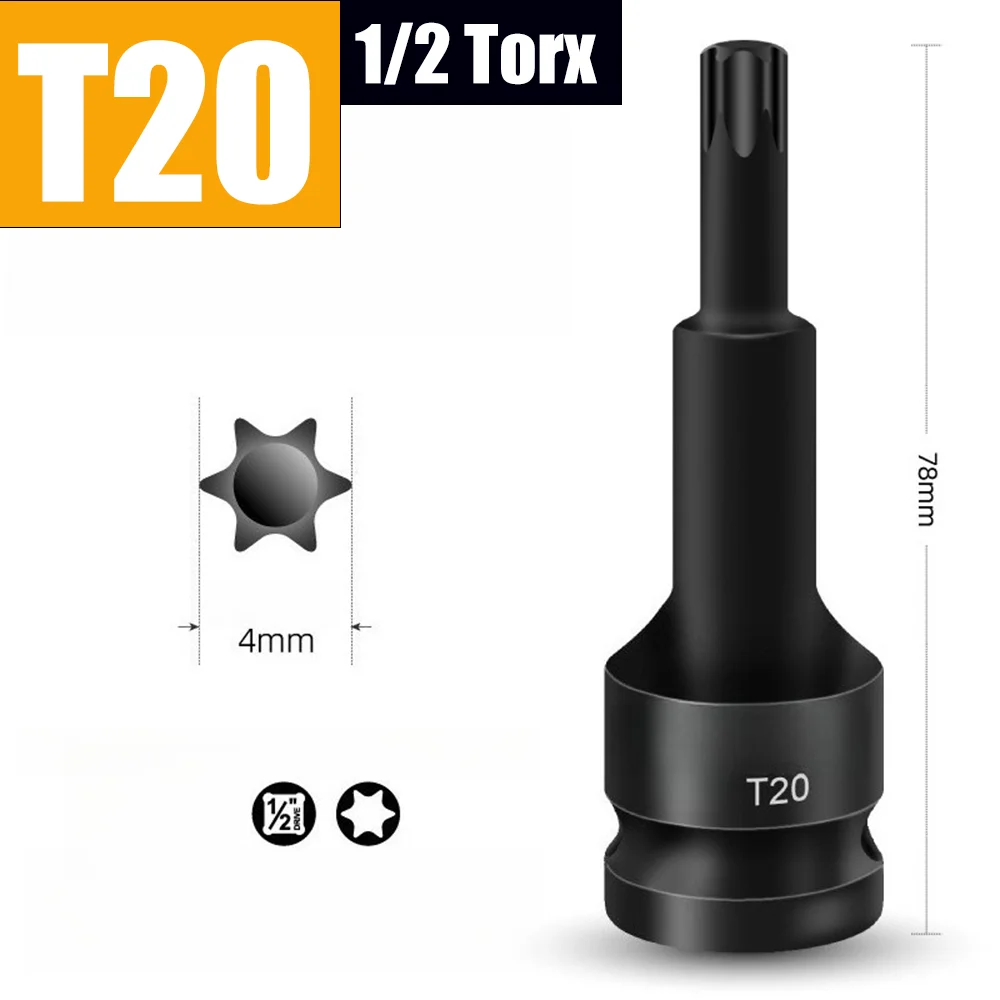 1/2 Zoll Schlagschrauber-Torx-Bit-Steckschlüsseladapter T30 T40 T45 T50 T55 T60 T70 T80 T90 T100 für Ratschenschlüssel – Detail 7