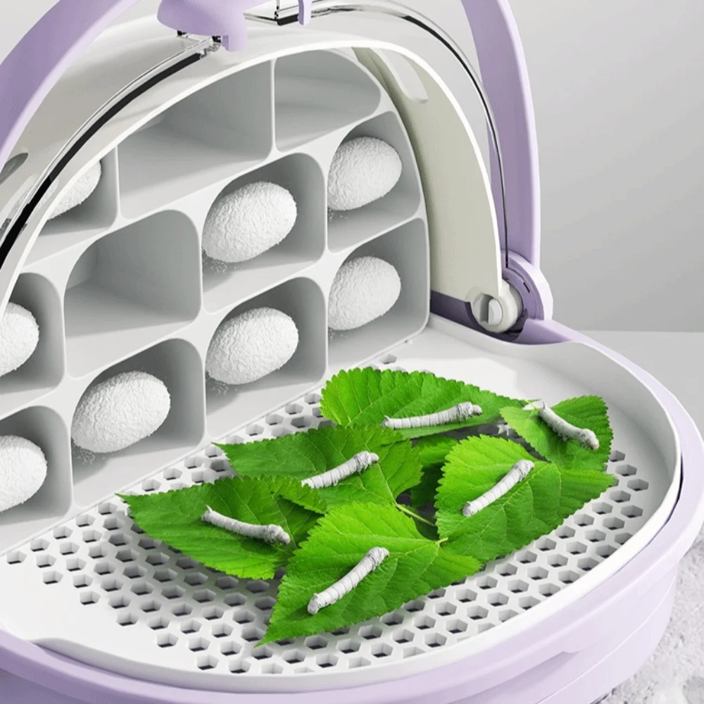 New Plastic Silkworm Raising Set Multi-functional Large Space Silkworm Breeding Box Handle Insect Terrarium for Science Class