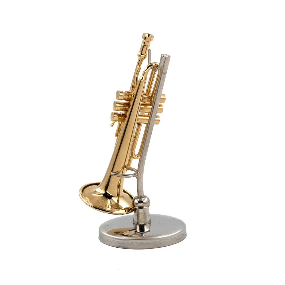 1/12 인형 집 액세서리 ob11 1/6 피규어 bjd 장식용 케이스가 있는 소형 구리 트럼펫 모델