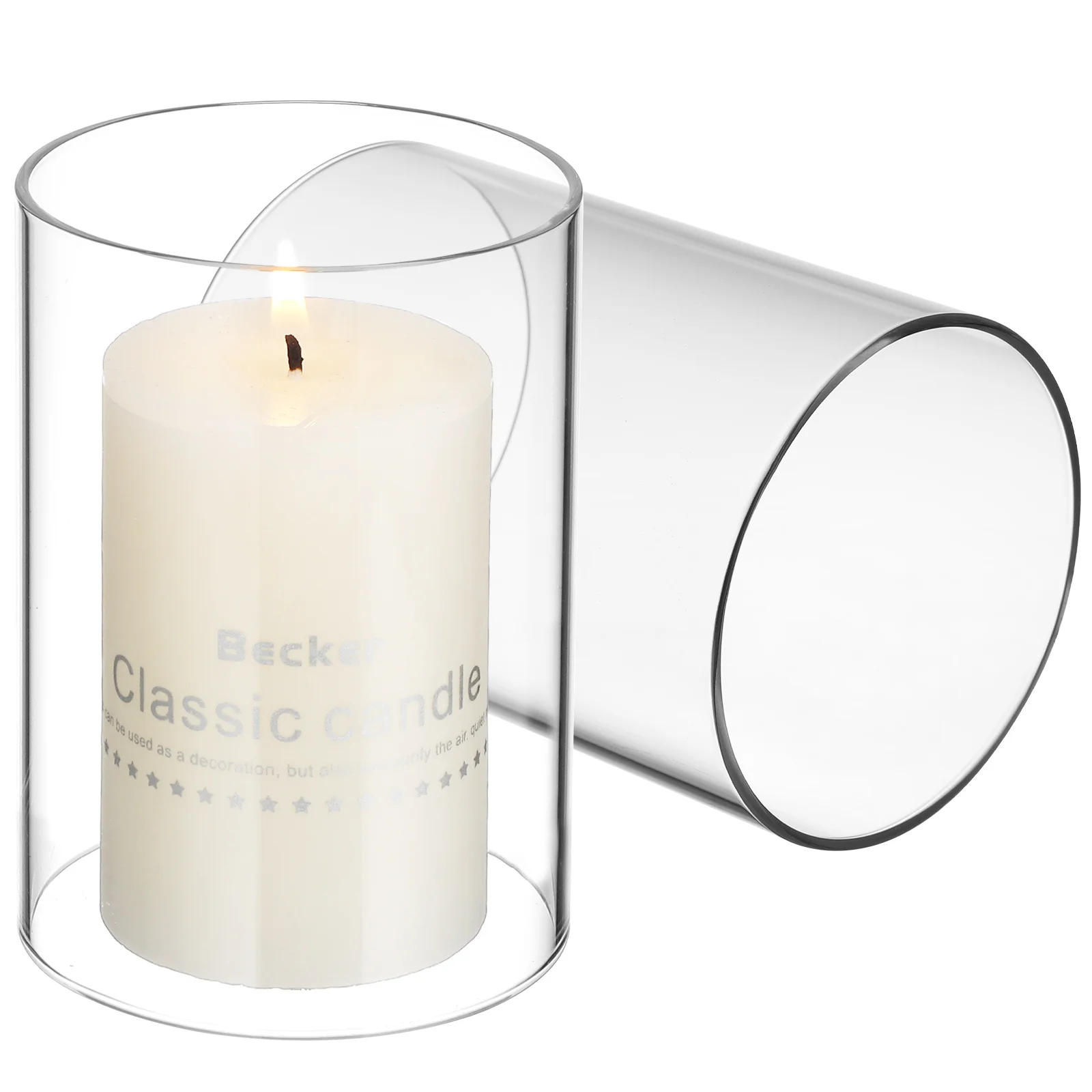 

2Pcs Clear Glass Shades Cylinder Transparent Covers Open Ended for Home Clear Glass Shades