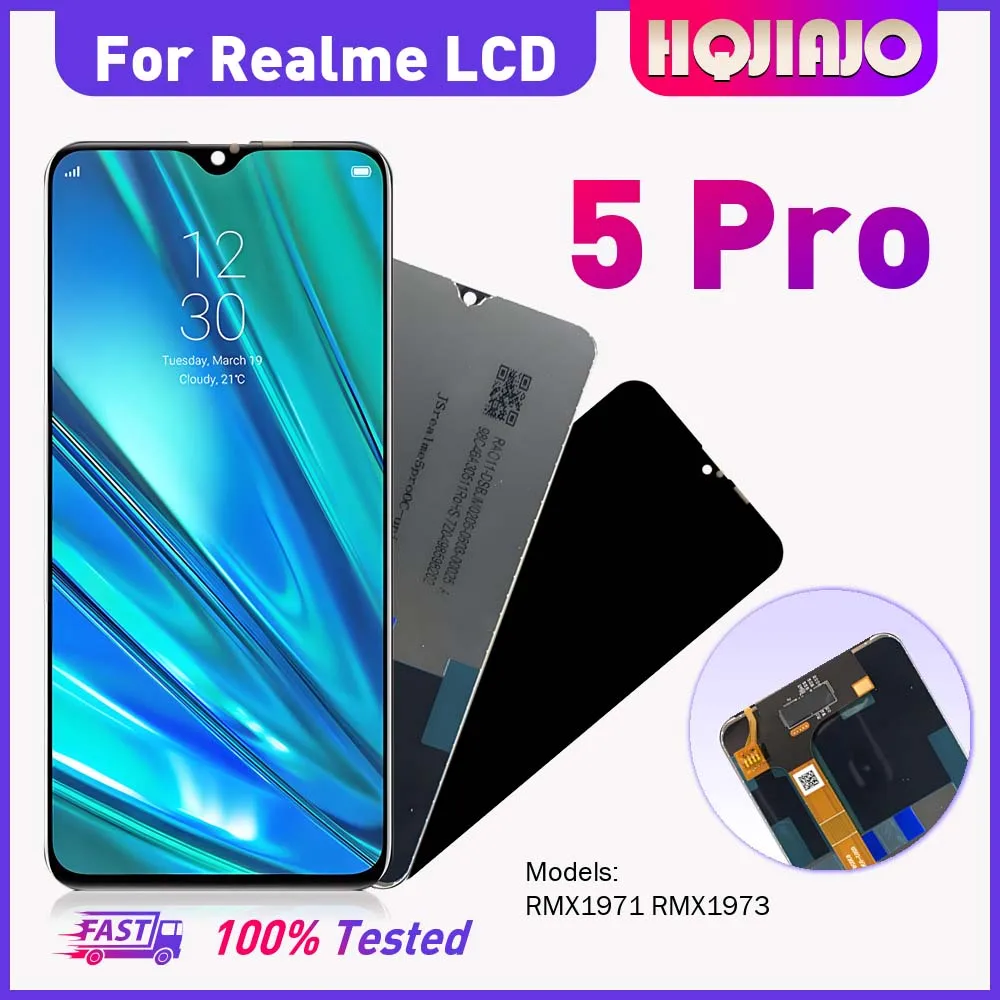 高品質-63-''lcd-ディスプレイタッチスクリーンデジタイザ-realme-5-プロ-rmx1973-rmx1971-アセンブリ交換修理-5-プロ用