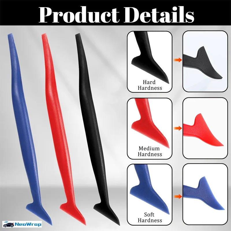 Upgraded Car Micro Squeegee Curves Slot Tint Tool Set Different Hardness Gasket Squeegee for Installing Auto Wraps Film Stickers