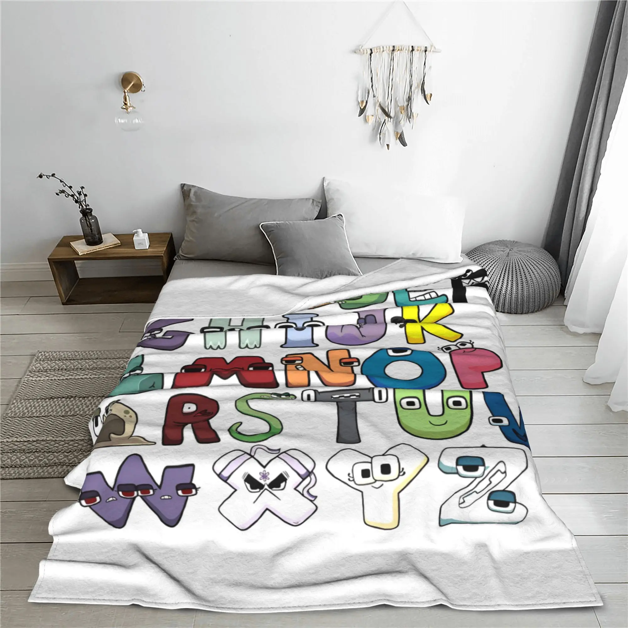 Alphabet Lore English Cartoon Plush Blankets Villain Letter ABC Novelty Throw Blanket for Home 125*100cm Quilt Warm