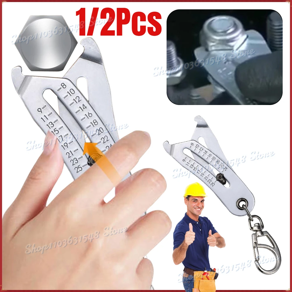 Precise Thread Size Checker Keychain Portable Metric/Imperial Hexagonal Nut Quick Accurates Measurement Verification Tool