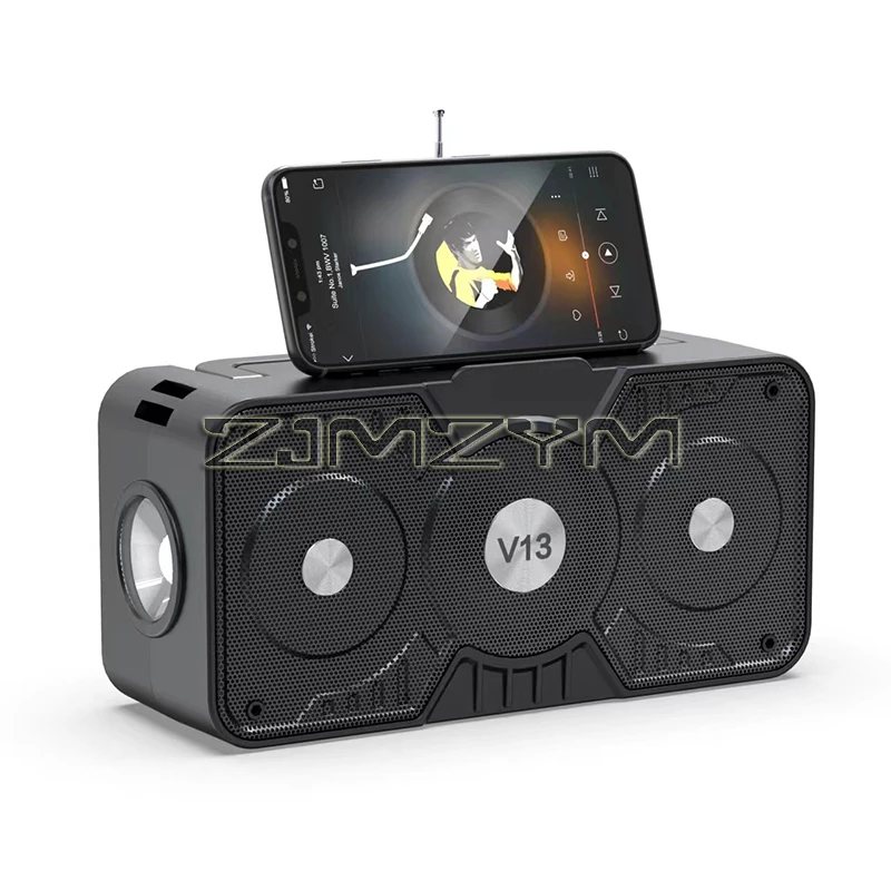 Outdoor Bluetooth Solar Speaker Wireless Stereo Speaker with Flashlight Powerful Subwoofer Music Speaker FM