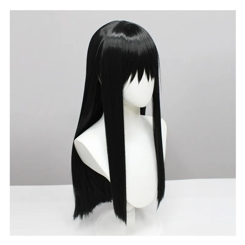 Inoue Takina Cos cheveux longs raides Anime Lycoris recul héroïne rôle perruque balle habiller chapeaux frange noire cheveux longs couvre-chef