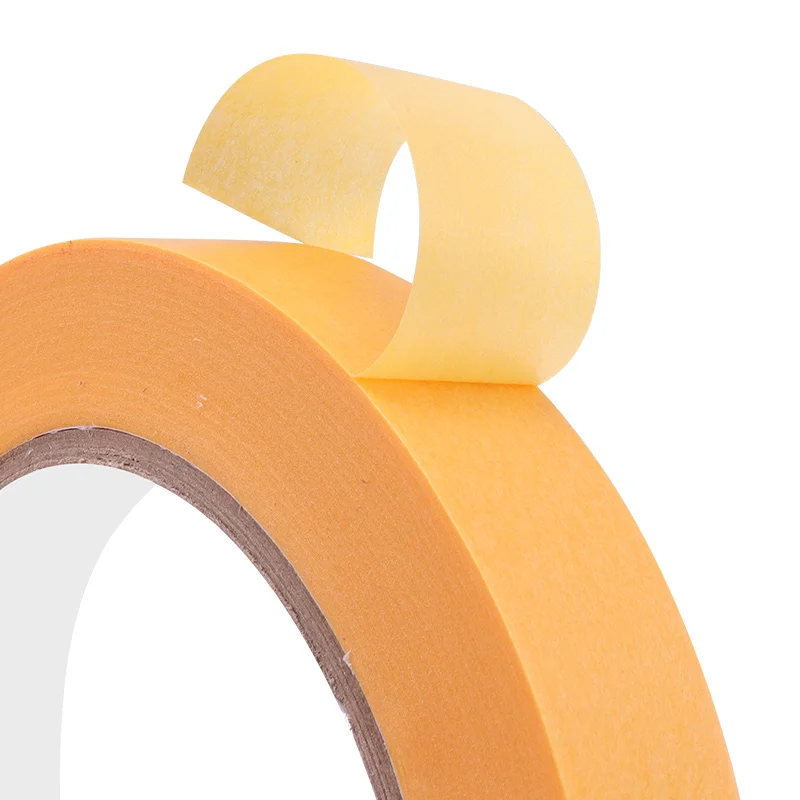 50M Yellow Masking Tape Adhesive Tape Textured Paper Single Side No Residue Good Quality Self Adhesive Car Paint Decoration