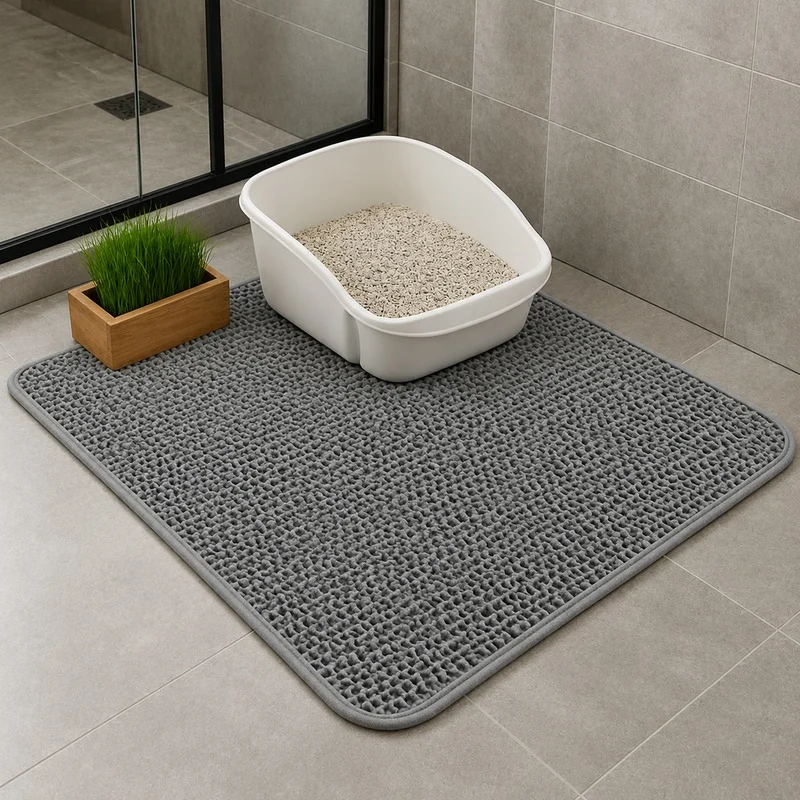 Durable Waterproof Cat Litter Mat with Double Layers, Non-Slip and Easy-to-Clean Pad for Pet Toilet Training