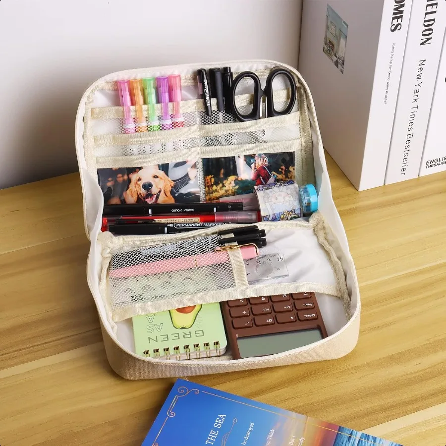 مقلمة ذات سعة كبيرة سعة كبيرة من القماش حقيبة أقلام رصاص مقلمة منظم حقيبة أقلام للكبار مكتب المدرسة في سن المراهقة فتاة صبي k