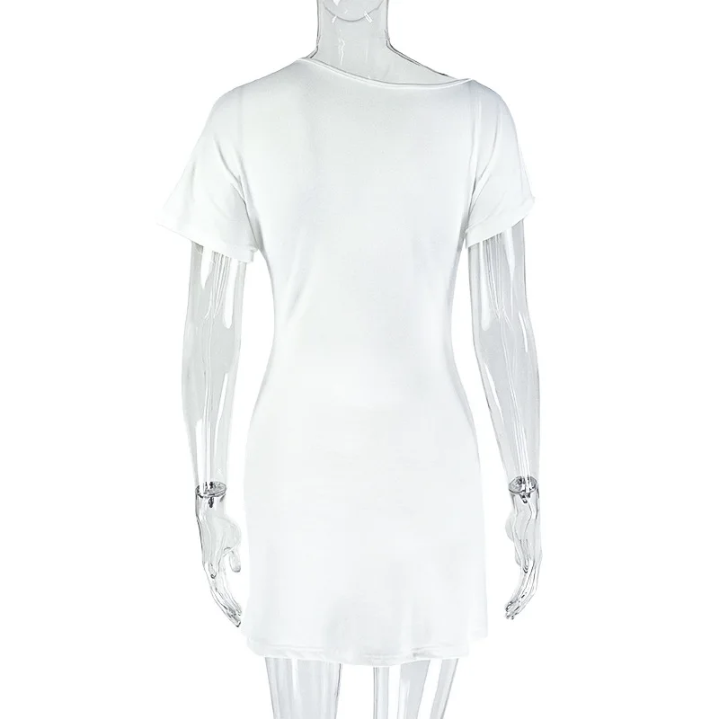 STYLISH LADY Elegant Drapedชุดมินิ 2025 ฤดูร้อนผู้หญิงแขนสั้นหนึ่งไหล่BodyconสีทึบClub Party Mini Vestidos