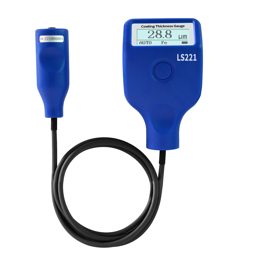 LS221 Coating Thickness Measuring Device Meter Powder Tester Aluminum Coating Thickness Gauge With External Cable Probe