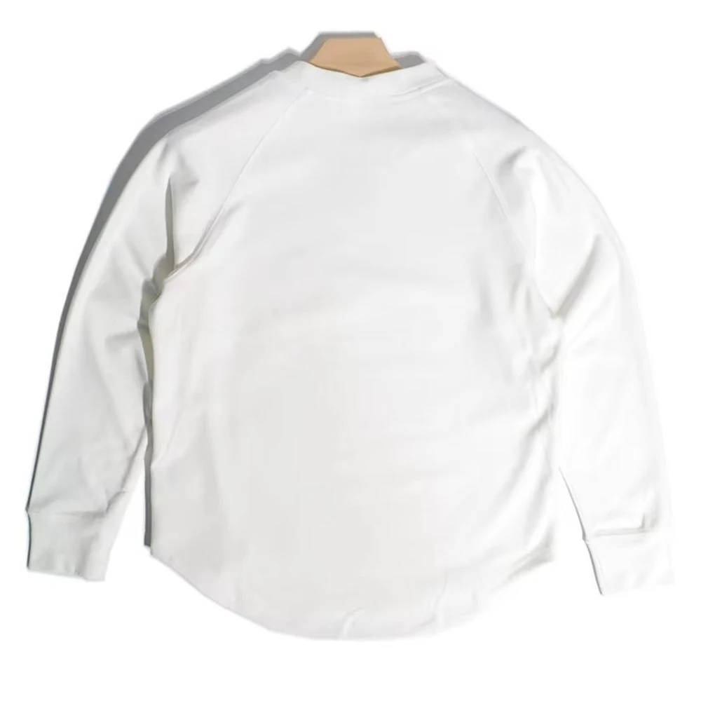American Retro Double-sided Velvet Loose Curved Hem Warm Base T-Shirts Casual Shoulder Long Sleeved