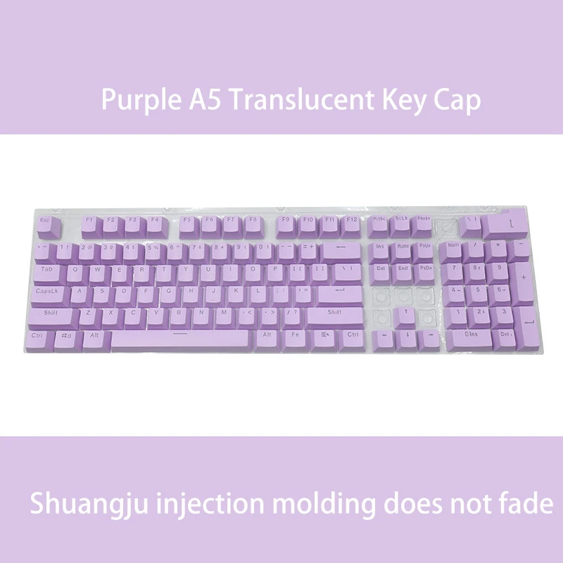 104 teclas púrpuras, teclas de teclado mecánico para juegos, resistentes al desgaste, sin aceite, color morado