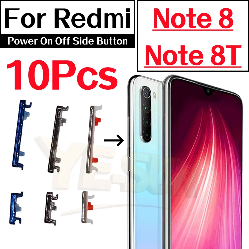 10 Uds. Para XIAOMI Redmi Note 8 Note 8T botón de volumen lateral de encendido y apagado botón de cable flexible