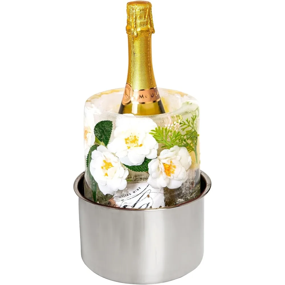 

DIY Reusable Ice Mold for Chilled Wine and Champagne with Flower Fruit Decorations for Party Centerpieces