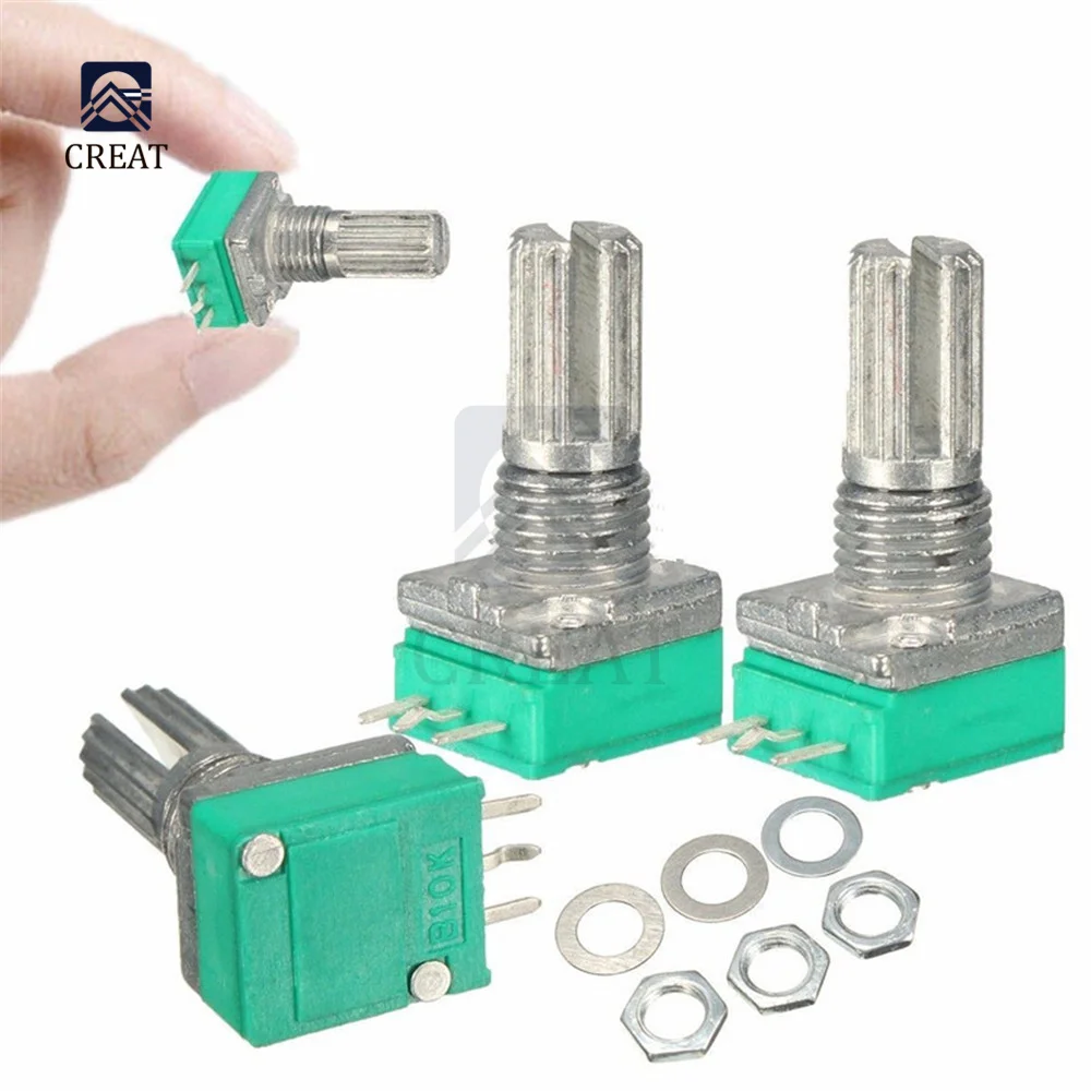 5PCS/Lot 3pin Potentiometer Type B 5K -500K Ohm Variable Resistors Single Turn Rotary Carbon Film Taper Linear Potentiometer