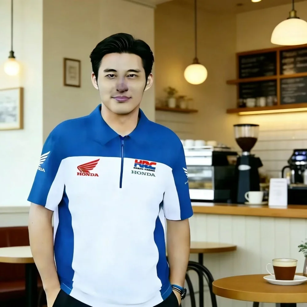 

Honda HRC Motorcycle Racing Men's Casual Summer T-shirt Breathable Cotton POLO Short Sleeve Sports Top