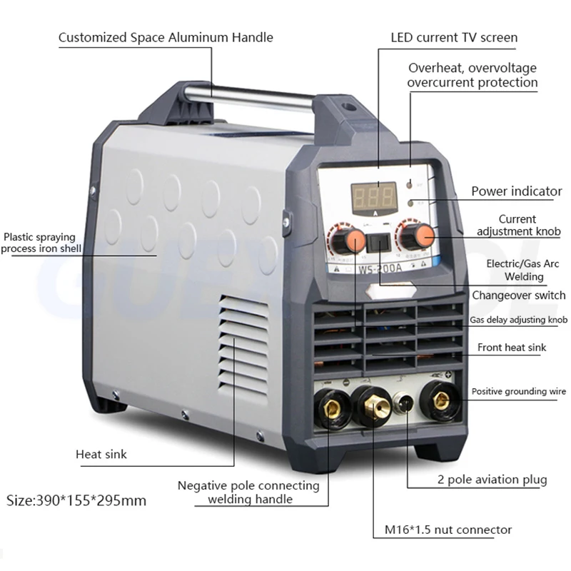 Mesin las baja tahan karat 220V, mesin las busur Argon kecil rumah tangga, mesin las tujuan ganda, las baja persegi