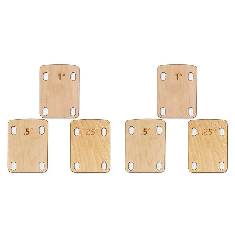 Image of A99I-6-teiliges Gitarrenhals-Unterlegscheiben-Set, Gitarrenhals-Unterlegscheiben aus massivem Ahornholz, Schutz für 0,25, 0,5 und 1 Grad, Gitarrenhalsplatten-Werkzeug
