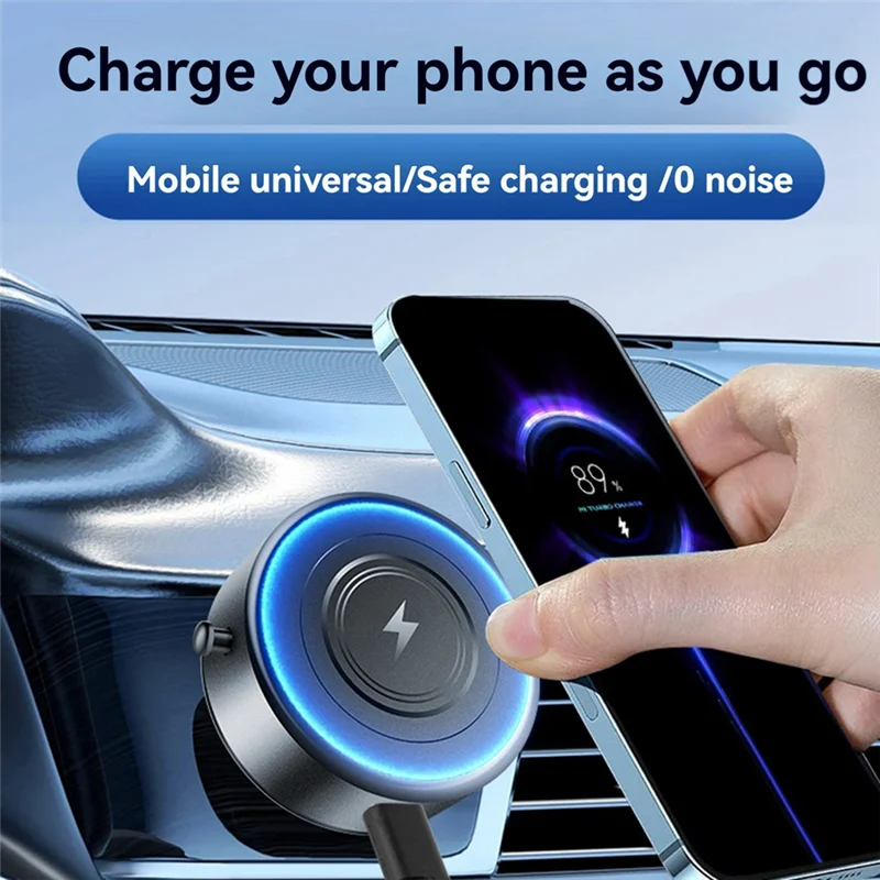 AU28-15W Wireless Charging Intelligent Mobile Phone Holder Magnetic Vacuum Adsorption Car Wireless Fast Charging