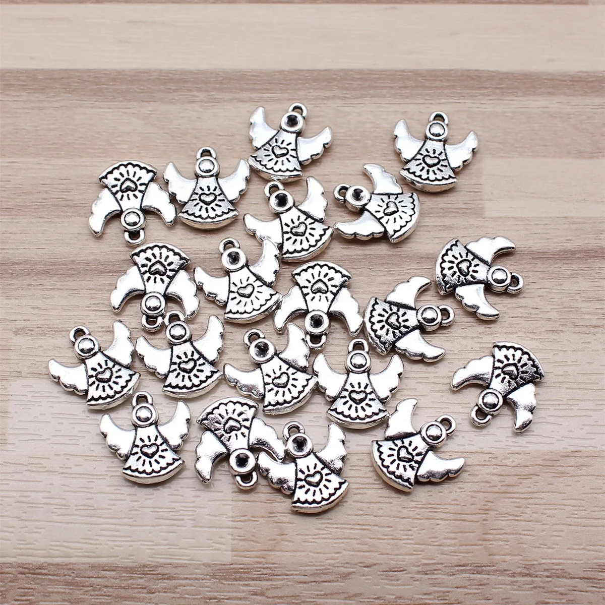 IFOCUS 20pcs/Lot Angel Charms For DIY Jewelry Making Zinc Alloy 14x14mm/0.55x0.55inch