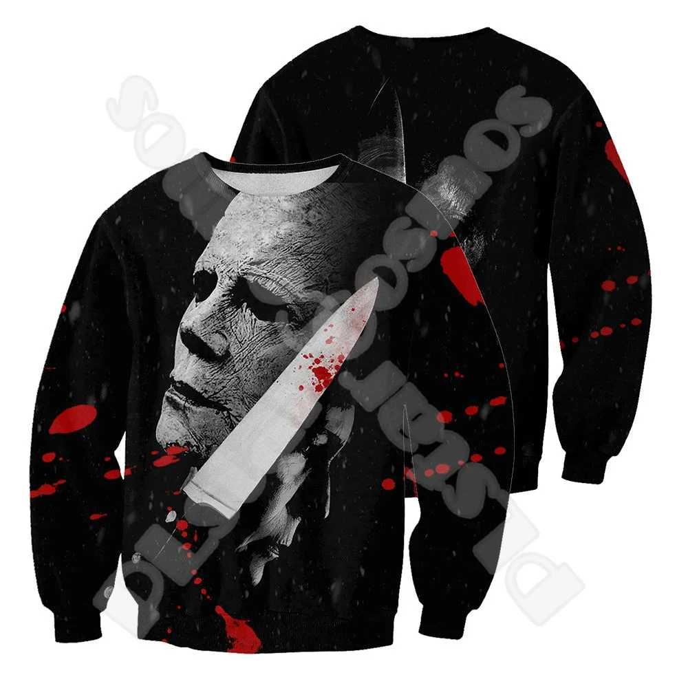 Halloween Cosplay Horror Thriller Movie Michael Myers Retro Vintage 3DPrint Pullover Harajuku Casual Funny Hoodies Jacket V9