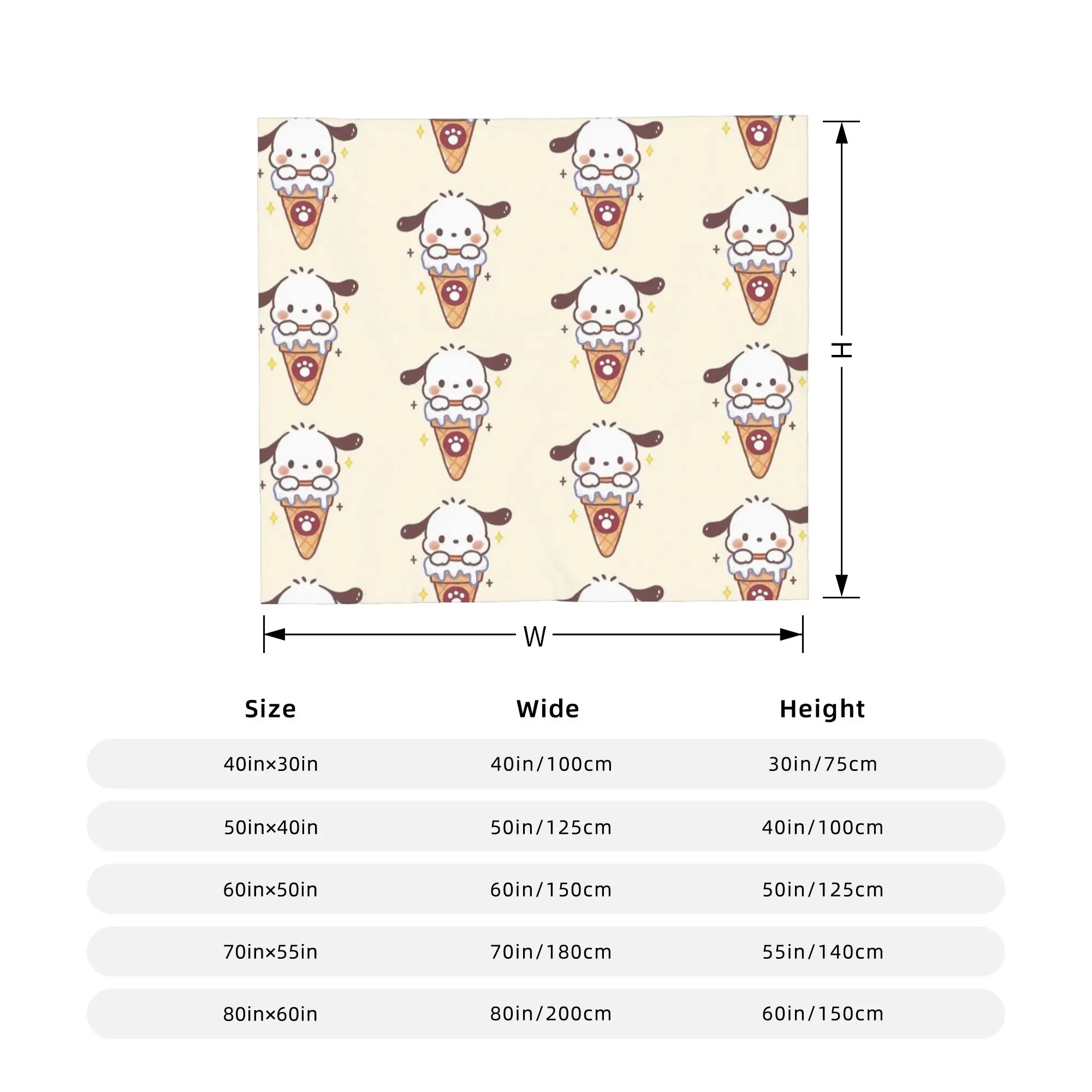 Pochacco الآيس كريم حلم بطانية الفانيلا النسيج ديكور متعددة الوظائف الدافئة رمي بطانية للفراش مكتب الفراش يلقي #4