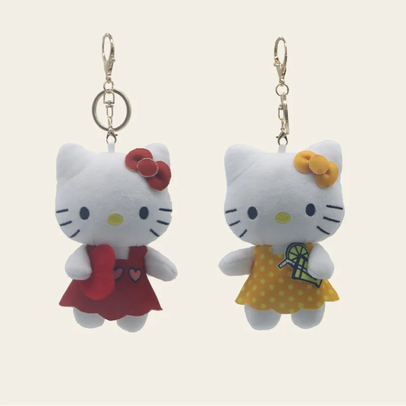 Cartoon Sanrio Hello Kitty Plush Doll Keychain Kawaii Skirt Plush Pendant Stuffed Toys Anime Peripheral Bag Decoration Girl Gift