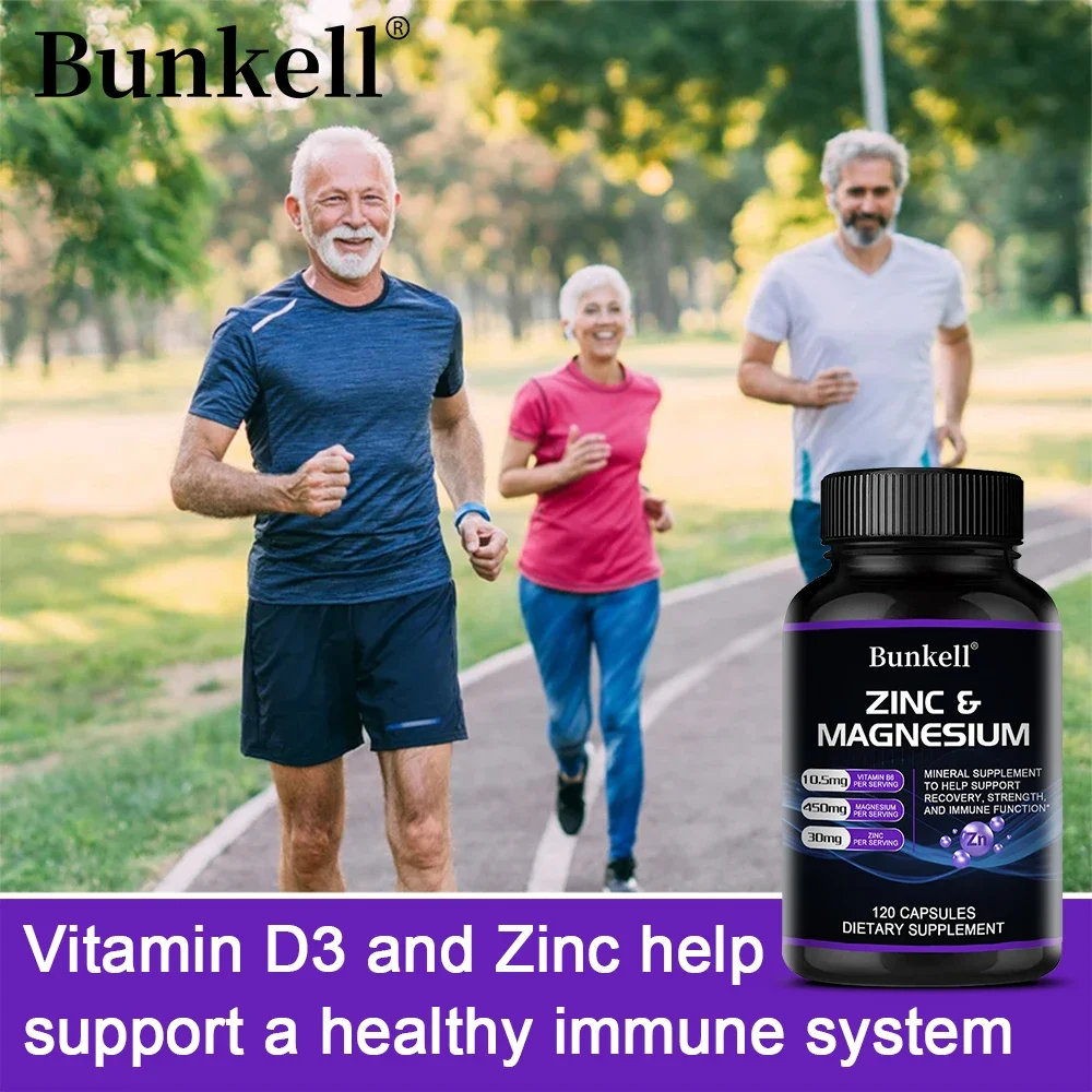 Magnesium Zinc Capsules - Vitamin/Mineral Blend Supplement - Vitamin B6, Bone, Muscle, Cognition & Immune, Gluten Free, Non-GMO