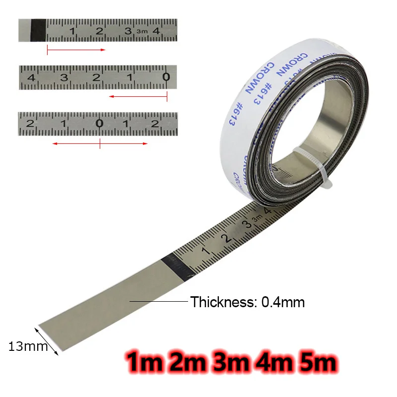 1-5m Self-Adhesive Measuring Tape Woodworking Miter Saw Track Tapes Stainless Steel Workbench Ruler T-Track Width Metric Ruler