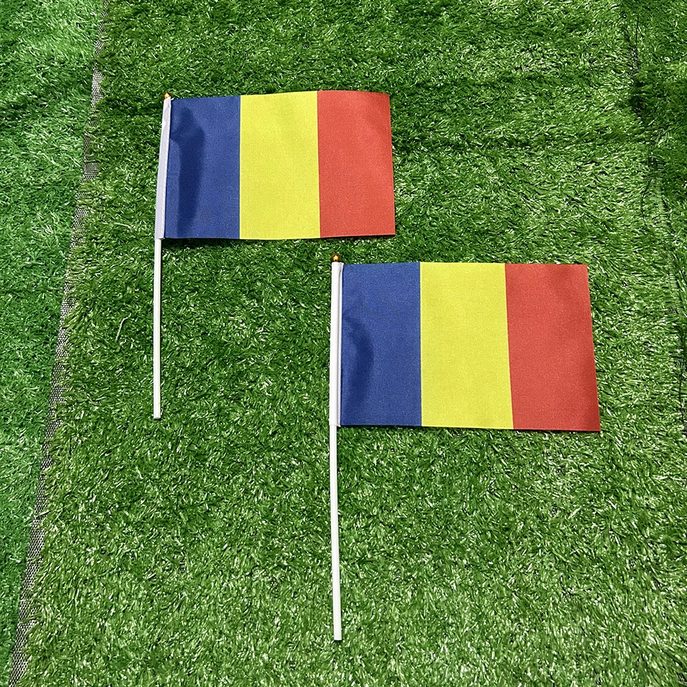 (SKY FLAG) Rumänische Handflagge 10/20/50/100 Stück 21*14cm Rumänische Handflaggen zum Schwenken mit Kunststoffstange für Sportaktivitäten und Heimdekoration – Detail 2