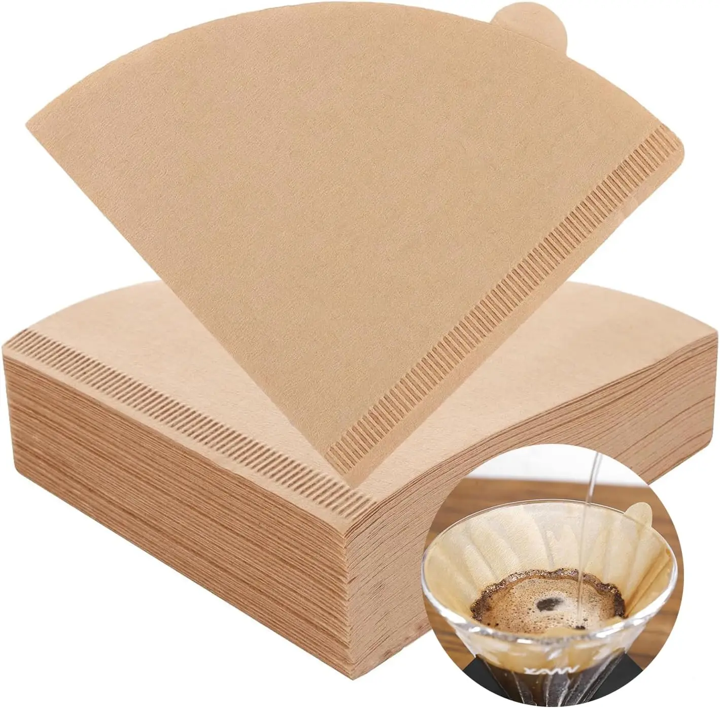 Coffee Filters,Unbleached Cone Filters,40-200 Count Disposable Natural Paper Filters 1-4 Cup,For Pour Over and Drip Coffee Maker